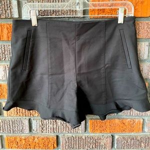 Black ruffled hem shorts